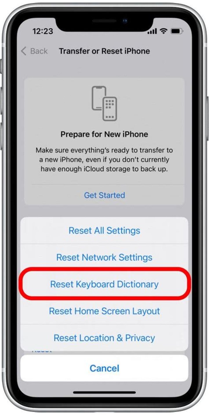 How to reset autocorrect on iphone